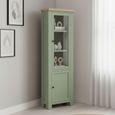 Salcombe Corner Narrow Display Cabinet - Sage Oak