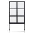Seaford Display Cabinet - 2 Door - Black Melamine and Metal