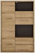 Shetland Oak Effect 1 Door 4 Drawer Display Cabinet