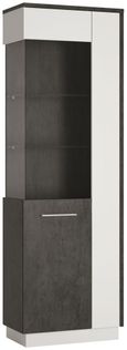 Zingaro Grey and White Tall Glazed Display Cabinet - LHF