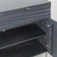 Clearance - Ripple Grey Wave Mango Wood 120cm Small Sideboard with Black Geometric Trim - 2 Doors - Brand New Item