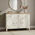 Modern Medium Sideboard - 120cm - 3 Door - White Painted