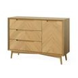 Valencia Herringbone Small Sideboard - 1 Door - Oak - 105cm