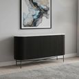 Clearance - Lucas Black Sideboard - 2 Door - 150cm - Medium - Fluted Curved - White Marble Top - FSS16584