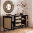 Noah Medium Sideboard - 150cm - 2 Door - Black and Rattan