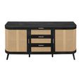 Noah Medium Sideboard - 150cm - 2 Door - Black and Rattan