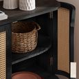 Noah Medium Sideboard - 150cm - 3 Door - Black and Rattan