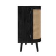 Noah Medium Sideboard - 150cm - 3 Door - Black and Rattan
