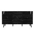 Noah Medium Sideboard - 150cm - 3 Door - Black and Rattan