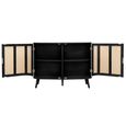 Noah Small Sideboard - 100cm - 2 Door - Black and Rattan
