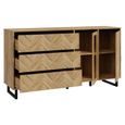 Chevron Sideboard - 2 Door - 3 Drawer - Medium - Oak