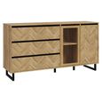 Chevron Sideboard - 2 Door - 3 Drawer - Medium - Oak
