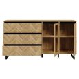 Chevron Sideboard - 2 Door - 3 Drawer - Medium - Oak
