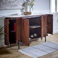 Opal Fluted Sideboard - 4 Door - Large - 160cm - White Marble Top - Mango Wood