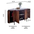 Opal Fluted Sideboard - 4 Door - Large - 160cm - White Marble Top - Mango Wood