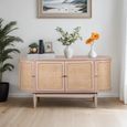 Valencia Sideboard - 4 Door - Medium - Curved - Natural Rattan and Mango Wood