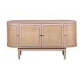 Valencia Sideboard - 4 Door - Medium - Curved - Natural Rattan and Mango Wood