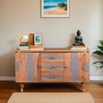 Wilton Sideboard - 2 Door 3 Drawer - Medium - Ribbed - Gold Trim - Acacia Wood