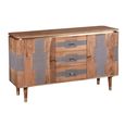 Wilton Sideboard - 2 Door 3 Drawer - Medium - Ribbed - Gold Trim - Acacia Wood