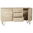 Sideboard - 2 Door 3 Drawer - Large - Hairpin Legs - Gold Geometric Inlay - Light Mango Wood