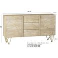Sideboard - 2 Door 3 Drawer - Large - Hairpin Legs - Gold Geometric Inlay - Light Mango Wood