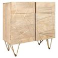 Sideboard - 2 Door 2 Drawer - Small - Hairpin Legs - Gold Geometric Inlay - Light Mango Wood