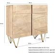 Sideboard - 2 Door 2 Drawer - Small - Hairpin Legs - Gold Geometric Inlay - Light Mango Wood