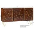 Sideboard - 2 Door 3 Drawer - Large - Hairpin Legs - Gold Geometric Inlay - Dark Mango Wood