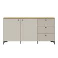 Bixbite Sideboard - 2 Door - 3 Drawer - Medium - Fluted - Light Oak and Sand