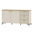 Bixbite Sideboard - 2 Door - 3 Drawer - Medium - Fluted - Light Oak and Sand