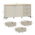 Bixbite Sideboard - 2 Door - 3 Drawer - Medium - Fluted - Light Oak and Sand