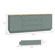 Ganymede Sideboard - 2 Door - 3 Drawer - Extra Large - Light Oak and Sage