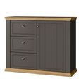 Pontypool Sideboard - 1 Door - 3 Drawer - Dark Grey and Light Oak