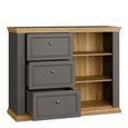 Pontypool Sideboard - 1 Door - 3 Drawer - Dark Grey and Light Oak