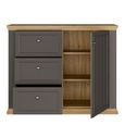 Pontypool Sideboard - 1 Door - 3 Drawer - Dark Grey and Light Oak