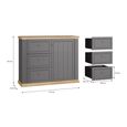 Pontypool Sideboard - 1 Door - 3 Drawer - Dark Grey and Light Oak