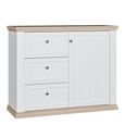 Pontypool Sideboard - 1 Door - 3 Drawer - White and Riva Oak