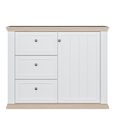 Pontypool Sideboard - 1 Door - 3 Drawer - White and Riva Oak