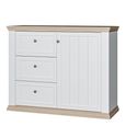 Pontypool Sideboard - 1 Door - 3 Drawer - White and Riva Oak