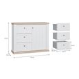 Pontypool Sideboard - 1 Door - 3 Drawer - White and Riva Oak
