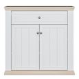 Pontypool Sideboard - 2 Door - 1 Drawer - Small - White and Riva Oak