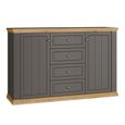 Pontypool Sideboard - 2 Door - 4 Drawer - Medium - Dark Grey and Light Oak