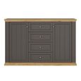 Pontypool Sideboard - 2 Door - 4 Drawer - Medium - Dark Grey and Light Oak