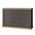 Pontypool Sideboard - 2 Door - 4 Drawer - Medium - Dark Grey and Light Oak