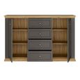 Pontypool Sideboard - 2 Door - 4 Drawer - Medium - Dark Grey and Light Oak