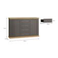 Pontypool Sideboard - 2 Door - 4 Drawer - Medium - Dark Grey and Light Oak