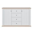 Pontypool Sideboard - 2 Door - 4 Drawer - Medium - White and Riva Oak