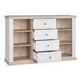 Pontypool Sideboard - 2 Door - 4 Drawer - Medium - White and Riva Oak