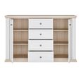 Pontypool Sideboard - 2 Door - 4 Drawer - Medium - White and Riva Oak