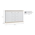Pontypool Sideboard - 2 Door - 4 Drawer - Medium - White and Riva Oak